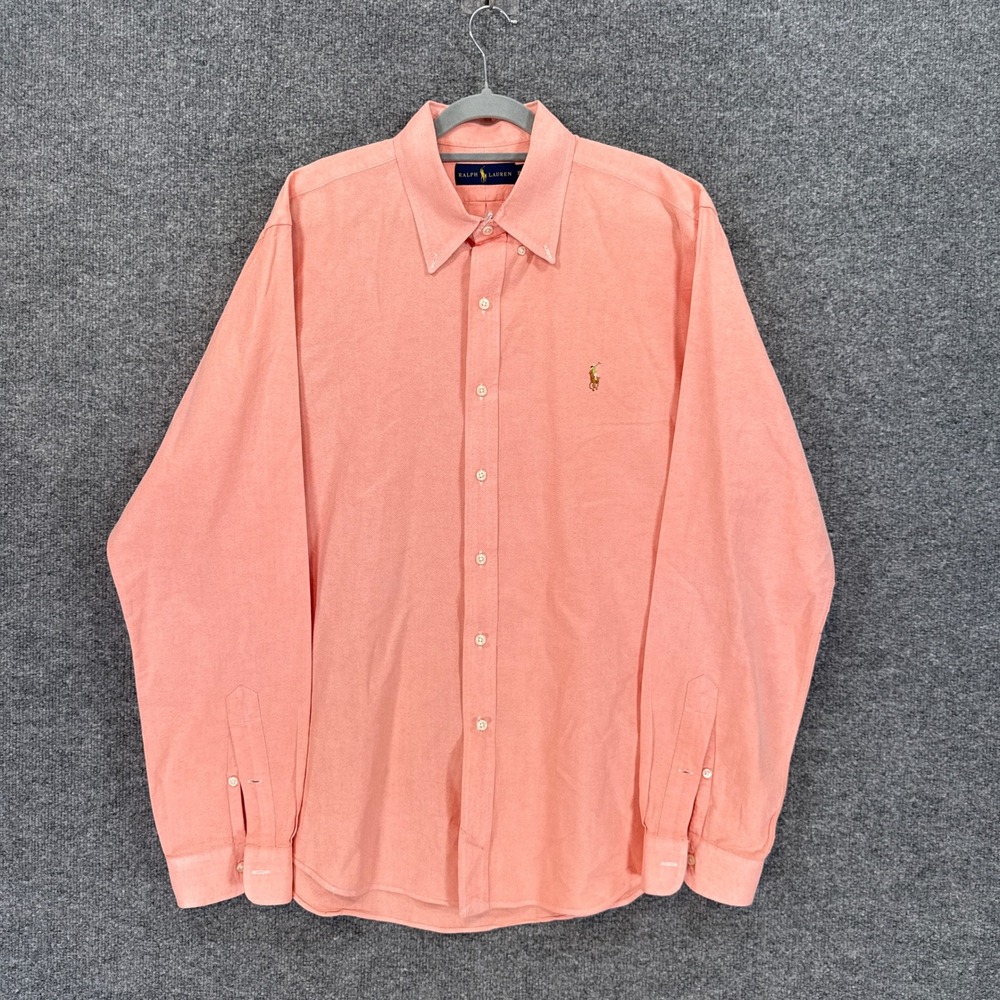 Ralph Lauren Oxford Shirt Mens XL Coral Long Sleeve Button Down Flesh Pony